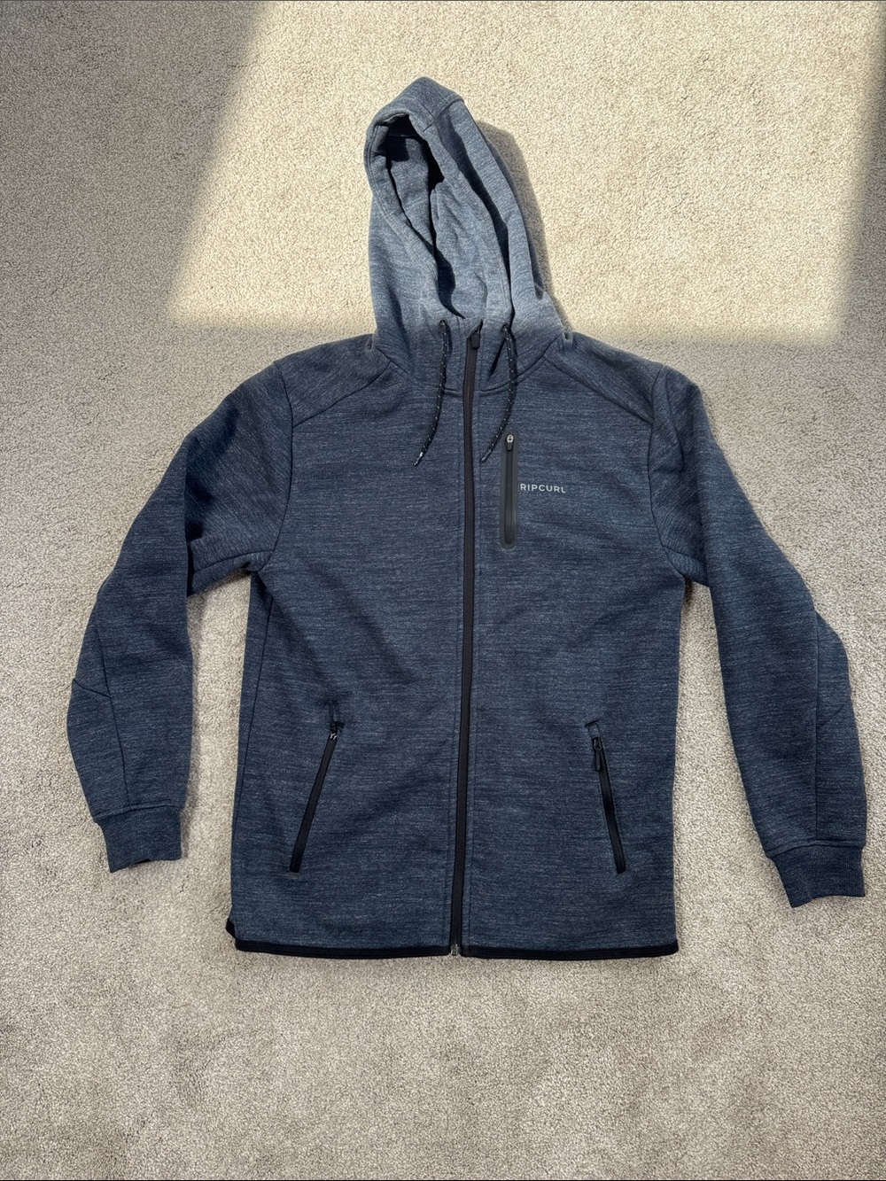 Rip Curl Men's “Anti Series” Zip-Up Hooded Sweater in Dark Navy Heather